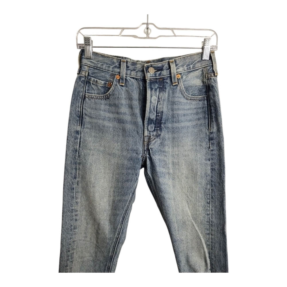 Levis Altered 501 Skinny Button Fly Raw Hem Rodeo Western Festival Jeans 25 - Picture 7 of 13